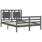 vidaXL Giroletto con Testiera Grigio 140x190 cm in Legno Massello vidaXL Giroletto con Testiera Grigio 140x190 cm in Legno Massello