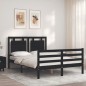vidaXL Giroletto con Testiera Nero 140x190 cm in Legno Massello vidaXL Giroletto con Testiera Nero 140x190 cm in Legno Massello