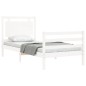 vidaXL Giroletto con Testiera Bianco 90x200 cm in Legno Massello vidaXL Giroletto con Testiera Bianco 90x200 cm in Legno Massello