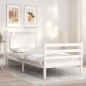 vidaXL Giroletto con Testiera Bianco 90x200 cm in Legno Massello vidaXL Giroletto con Testiera Bianco 90x200 cm in Legno Massello
