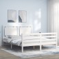 vidaXL Giroletto con Testiera Bianco King Size in Legno Massello vidaXL Giroletto con Testiera Bianco King Size in Legno Massello
