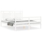 vidaXL Giroletto con Testiera Bianco King Size in Legno Massello vidaXL Giroletto con Testiera Bianco King Size in Legno Massello