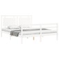 vidaXL Giroletto con Testiera Bianco King Size in Legno Massello vidaXL Giroletto con Testiera Bianco King Size in Legno Massello