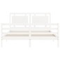 vidaXL Giroletto con Testiera Bianco King Size in Legno Massello vidaXL Giroletto con Testiera Bianco King Size in Legno Massello