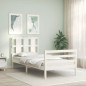 vidaXL Giroletto con Testiera Bianco 100x200 cm in Legno Massello vidaXL Giroletto con Testiera Bianco 100x200 cm in Legno Massello