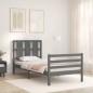 vidaXL Giroletto con Testiera Grigio 100x200 cm in Legno Massello vidaXL Giroletto con Testiera Grigio 100x200 cm in Legno Massello