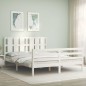 vidaXL Giroletto con Testiera Bianco 5FT King Size in Legno Massello vidaXL Giroletto con Testiera Bianco 5FT King Size in Legno Massello