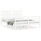 vidaXL Giroletto con Testiera Bianco 5FT King Size in Legno Massello vidaXL Giroletto con Testiera Bianco 5FT King Size in Legno Massello
