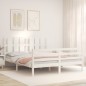 vidaXL Giroletto con Testiera Bianco 5FT King Size in Legno Massello vidaXL Giroletto con Testiera Bianco 5FT King Size in Legno Massello
