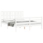 vidaXL Giroletto con Testiera Bianco 5FT King Size in Legno Massello vidaXL Giroletto con Testiera Bianco 5FT King Size in Legno Massello