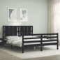 vidaXL Giroletto con Testiera Nero 5FT King Size in Legno Massello vidaXL Giroletto con Testiera Nero 5FT King Size in Legno Massello