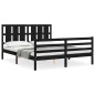 vidaXL Giroletto con Testiera Nero 5FT King Size in Legno Massello vidaXL Giroletto con Testiera Nero 5FT King Size in Legno Massello