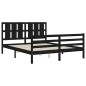 vidaXL Giroletto con Testiera Nero 5FT King Size in Legno Massello vidaXL Giroletto con Testiera Nero 5FT King Size in Legno Massello