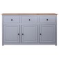 Credenza Grigia 135x40x80 cm in Legno Massello di Pino Panama Credenza Grigia 135x40x80 cm in Legno Massello di Pino Panama