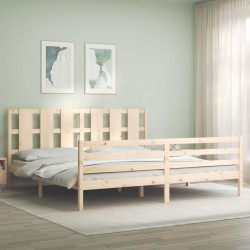 vidaXL Giroletto con Testiera Super King Size in Legno Massello