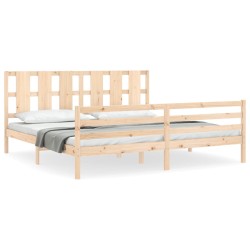 vidaXL Giroletto con Testiera Super King Size in Legno Massello