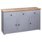 Credenza Grigia 135x40x80 cm in Legno Massello di Pino Panama Credenza Grigia 135x40x80 cm in Legno Massello di Pino Panama