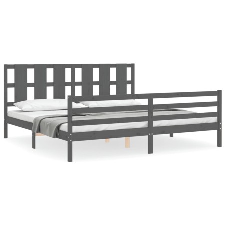 vidaXL Giroletto con Testiera Grigio 6FT Super King in Legno Massello