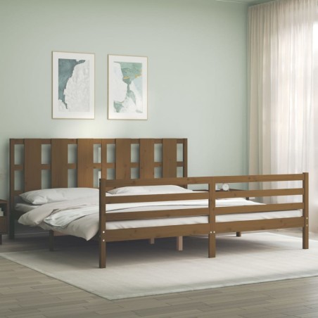vidaXL Giroletto con Testiera Miele 6FT Super King in Legno Massello