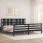 vidaXL Giroletto con Testiera Nero 6FT Super King in Legno Massello