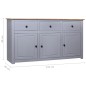 Credenza Grigia 135x40x80 cm in Legno Massello di Pino Panama Credenza Grigia 135x40x80 cm in Legno Massello di Pino Panama