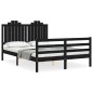 vidaXL Giroletto con Testiera Nero 140x190 cm in Legno Massello vidaXL Giroletto con Testiera Nero 140x190 cm in Legno Massello