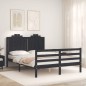 vidaXL Giroletto con Testiera Nero 140x190 cm in Legno Massello vidaXL Giroletto con Testiera Nero 140x190 cm in Legno Massello