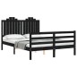 vidaXL Giroletto con Testiera Nero 140x190 cm in Legno Massello vidaXL Giroletto con Testiera Nero 140x190 cm in Legno Massello