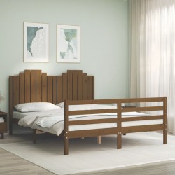 vidaXL Giroletto con Testiera Miele 5FT King Size in Legno Massello