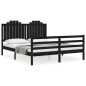 vidaXL Giroletto con Testiera Nero 5FT King Size in Legno Massello vidaXL Giroletto con Testiera Nero 5FT King Size in Legno Massello