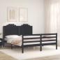 vidaXL Giroletto con Testiera Nero 5FT King Size in Legno Massello vidaXL Giroletto con Testiera Nero 5FT King Size in Legno Massello