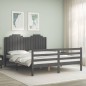 vidaXL Giroletto con Testiera Grigio 160x200 cm Legno Massello vidaXL Giroletto con Testiera Grigio 160x200 cm Legno Massello