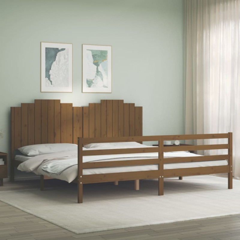 vidaXL Giroletto con Testiera Miele 200x200 cm in Legno Massello vidaXL Giroletto con Testiera Miele 200x200 cm in Legno Massello