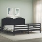 vidaXL Giroletto con Testiera Nero 200x200 cm in Legno Massello vidaXL Giroletto con Testiera Nero 200x200 cm in Legno Massello