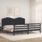 vidaXL Giroletto con Testiera Nero 200x200 cm in Legno Massello vidaXL Giroletto con Testiera Nero 200x200 cm in Legno Massello