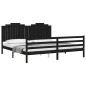 vidaXL Giroletto con Testiera Nero 200x200 cm in Legno Massello vidaXL Giroletto con Testiera Nero 200x200 cm in Legno Massello