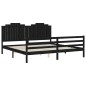 vidaXL Giroletto con Testiera Nero 200x200 cm in Legno Massello vidaXL Giroletto con Testiera Nero 200x200 cm in Legno Massello