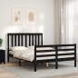 vidaXL Giroletto con Testiera Nero 4FT Small Double in Legno Massello vidaXL Giroletto con Testiera Nero 4FT Small Double in Legno Massello