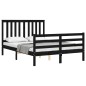 vidaXL Giroletto con Testiera Nero 4FT Small Double in Legno Massello vidaXL Giroletto con Testiera Nero 4FT Small Double in Legno Massello