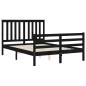 vidaXL Giroletto con Testiera Nero 4FT Small Double in Legno Massello vidaXL Giroletto con Testiera Nero 4FT Small Double in Legno Massello