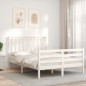 vidaXL Giroletto con Testiera Bianco 140x190 cm in Legno Massello vidaXL Giroletto con Testiera Bianco 140x190 cm in Legno Massello
