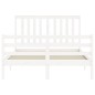 vidaXL Giroletto con Testiera Bianco 140x190 cm in Legno Massello vidaXL Giroletto con Testiera Bianco 140x190 cm in Legno Massello