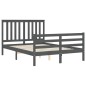 vidaXL Giroletto con Testiera Grigio 140x190 cm in Legno Massello vidaXL Giroletto con Testiera Grigio 140x190 cm in Legno Massello