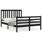 vidaXL Giroletto con Testiera Nero 140x190 cm in Legno Massello vidaXL Giroletto con Testiera Nero 140x190 cm in Legno Massello