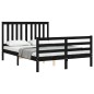 vidaXL Giroletto con Testiera Nero 140x190 cm in Legno Massello vidaXL Giroletto con Testiera Nero 140x190 cm in Legno Massello