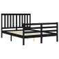 vidaXL Giroletto con Testiera Nero 140x190 cm in Legno Massello vidaXL Giroletto con Testiera Nero 140x190 cm in Legno Massello
