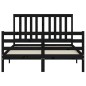 vidaXL Giroletto con Testiera Nero 140x190 cm in Legno Massello vidaXL Giroletto con Testiera Nero 140x190 cm in Legno Massello
