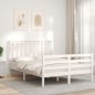 vidaXL Giroletto con Testiera Bianco 120x200 cm in Legno Massello vidaXL Giroletto con Testiera Bianco 120x200 cm in Legno Massello