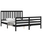 vidaXL Giroletto con Testiera Nero 5FT King Size in Legno Massello vidaXL Giroletto con Testiera Nero 5FT King Size in Legno Massello