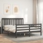 vidaXL Giroletto con Testiera Grigio 160x200 cm Legno Massello vidaXL Giroletto con Testiera Grigio 160x200 cm Legno Massello